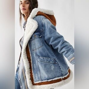 SOLD OUT Free People We The Free Magnolia Sherpa Denim Jacket Oversized size S